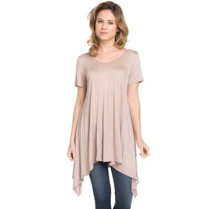 Sharkbite Hem Drapey Tunic Sand Beige